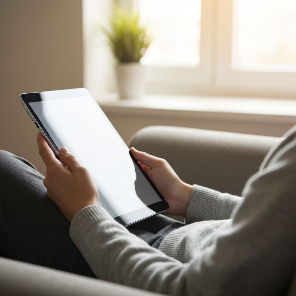 Person reading on a tablet device